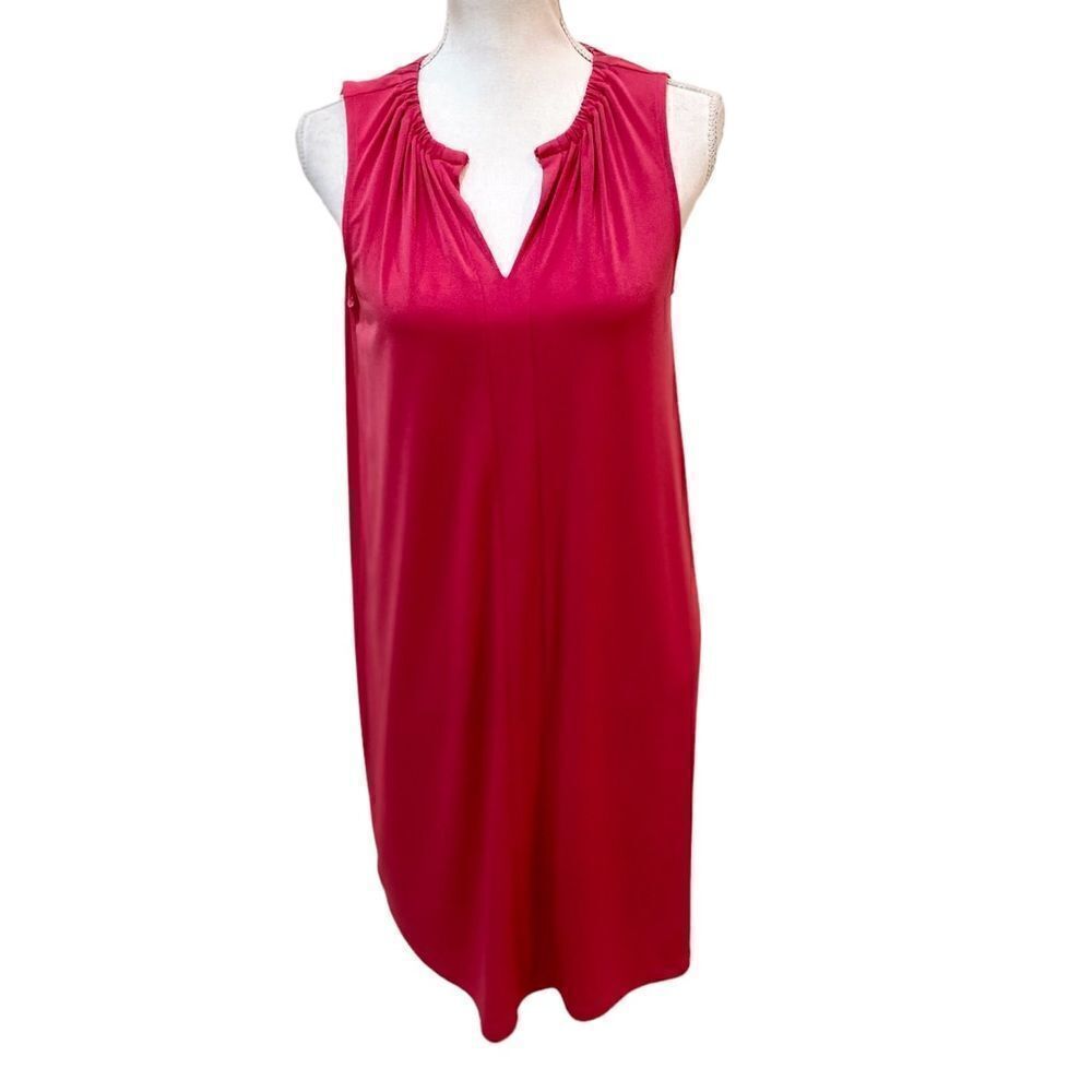 Michael michael Kors cranberry sleeveless jersey knit v neck dress size medium
